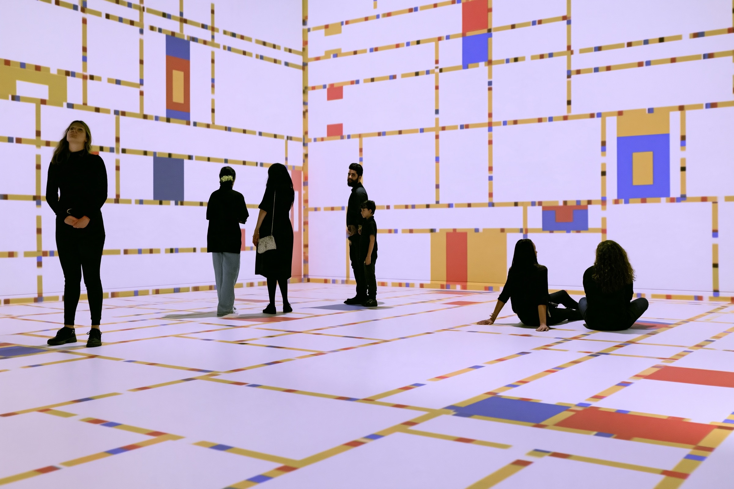 Visitors inside the Mondriaan room at Remastered